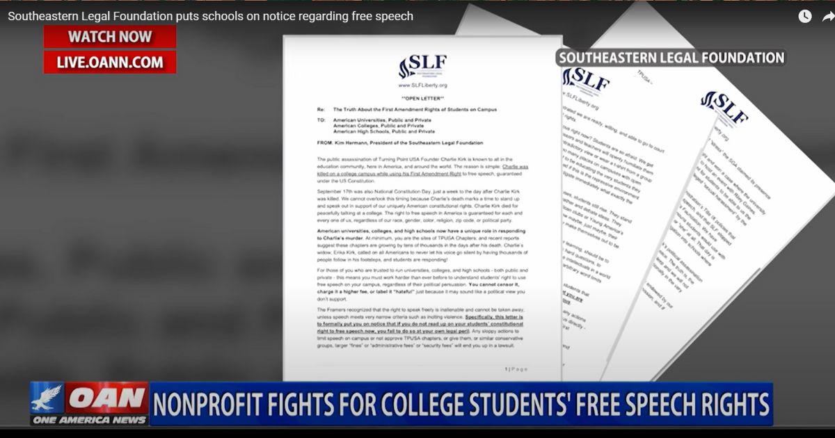One America News: SLF puts schools on notice regarding free speech