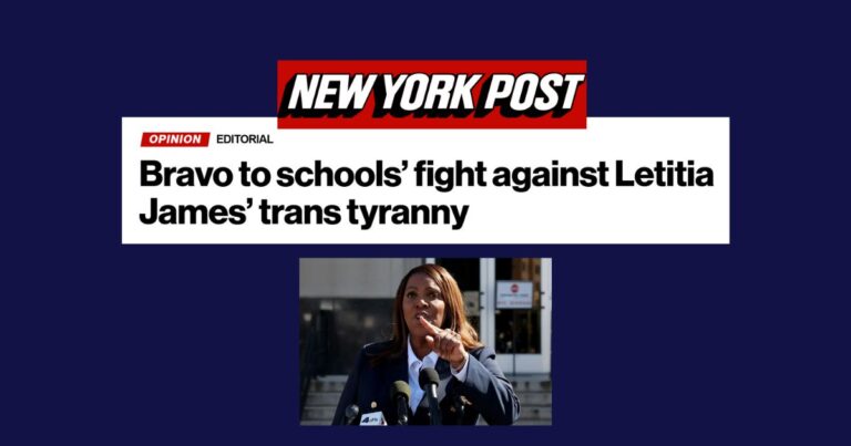 NY Post: Bravo to schools’ fight against Letitia James’ trans tyranny